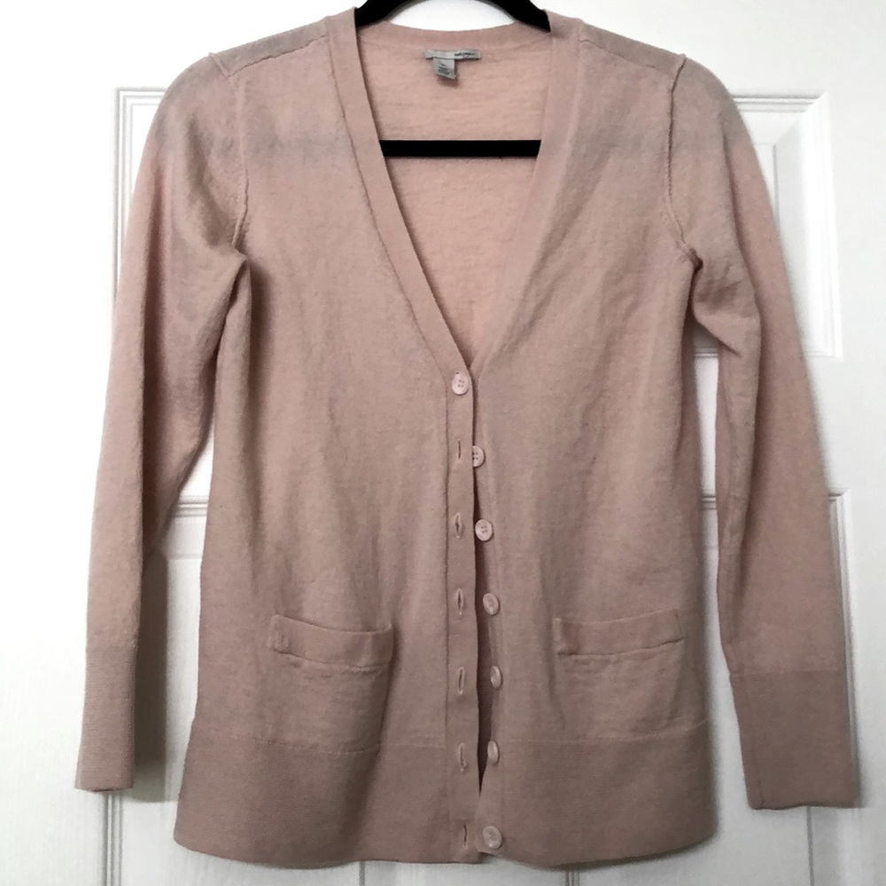 Halogen 100% Merino Wool Cardigan - Cashmere Pink